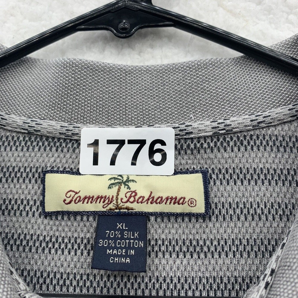 Tommy Bahama Polo Golf Shirt Mens XL X-Large Gray Striped Silk Blend Relaxed Fit - Picture 10 of 10